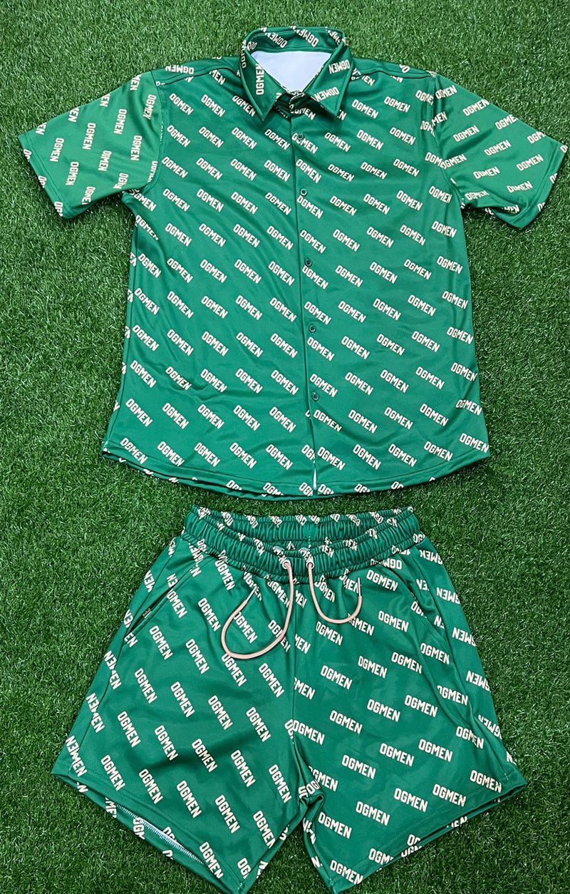 OG Men Printed Short Set - Green