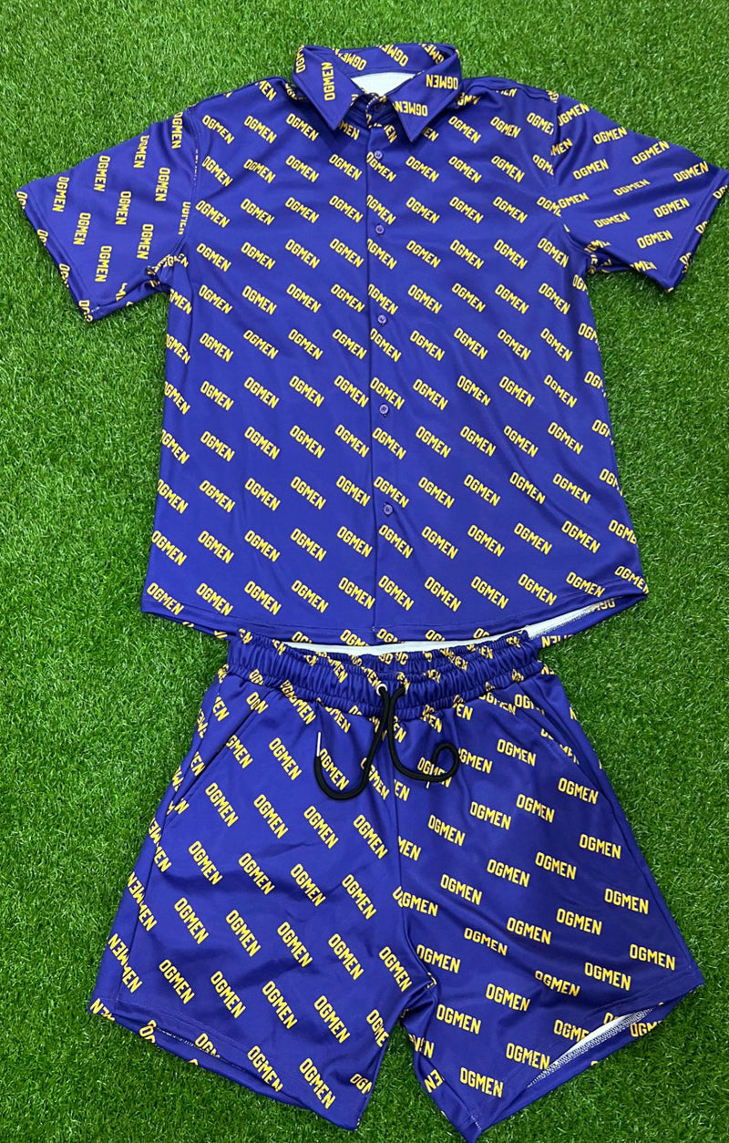 OG Men Printed Short Set - Purple