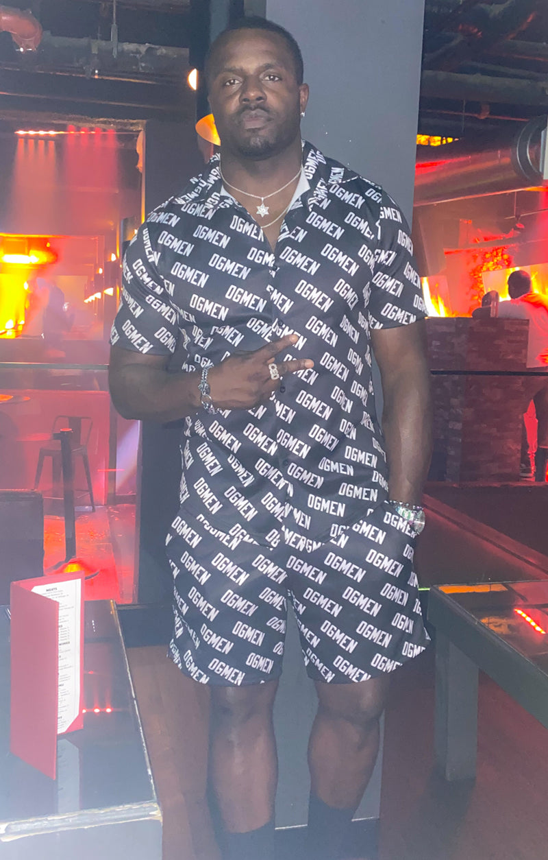 OG Men Printed Short Set - Black